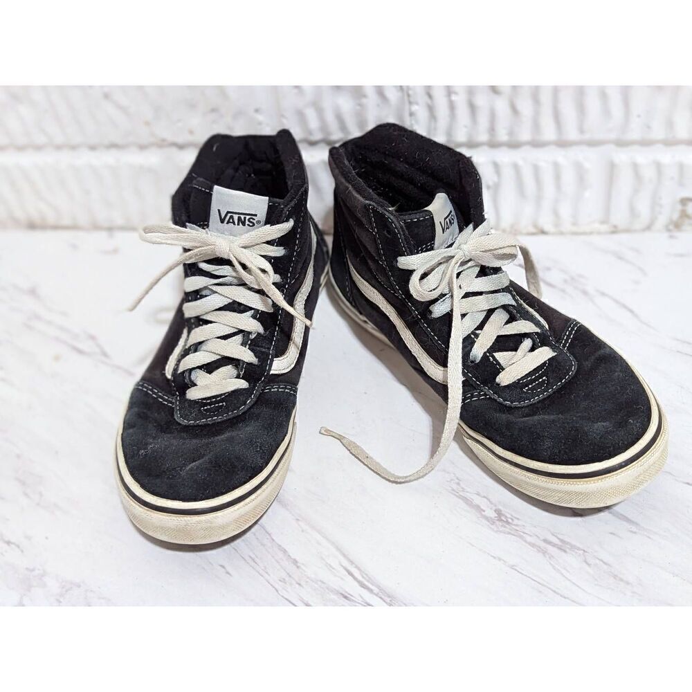 Vans Youth Black Iconic High Top Suede Lace-Up Sneakers Shoes Size 6